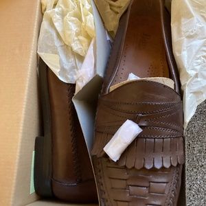 Bass Dustin Loafer Men's 9.5M Tasseled Woven Leather Slip On Dress Shoes Brown